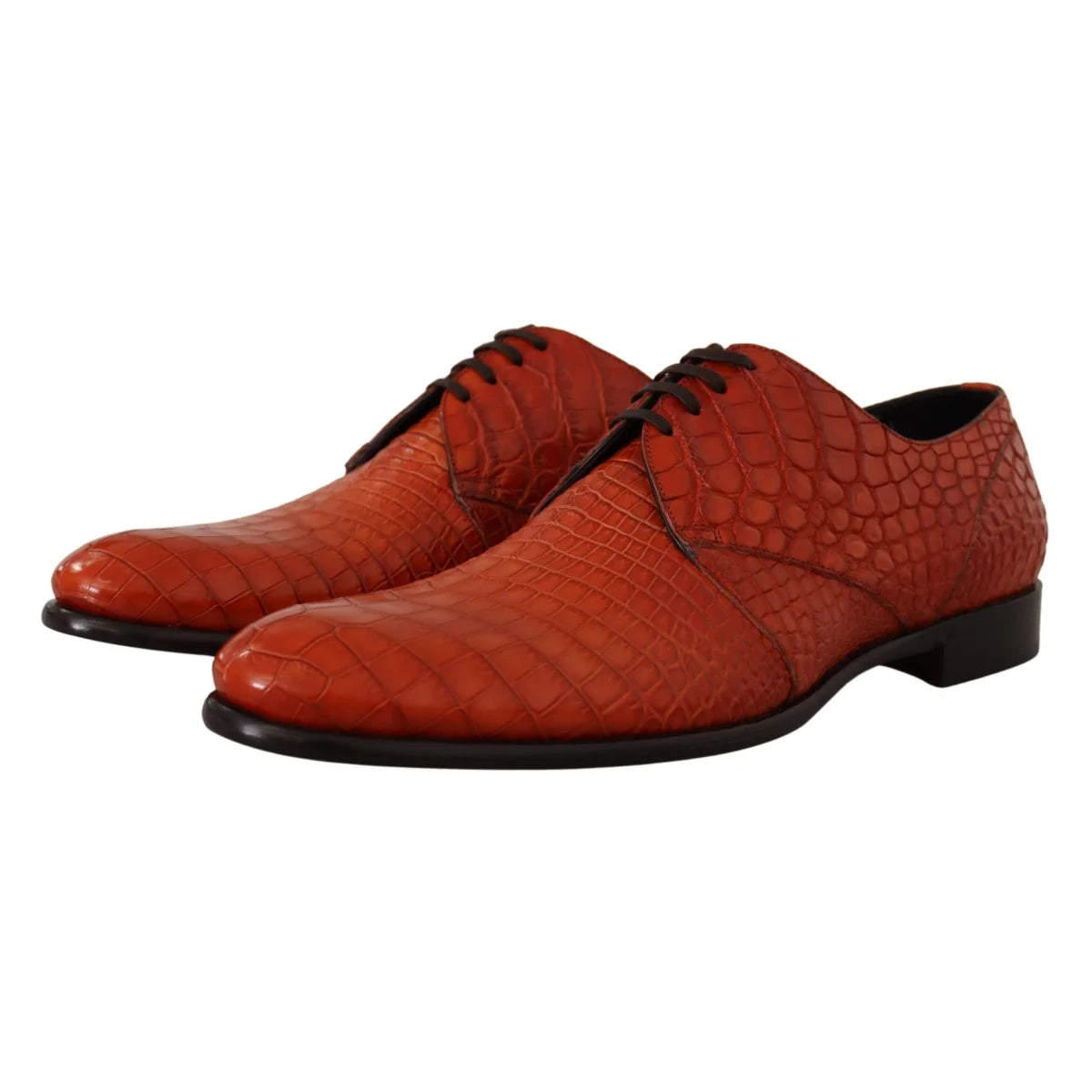 Exotic Orange Dolce Gabbana Croc Leather Sole Dress Formal Shoes &