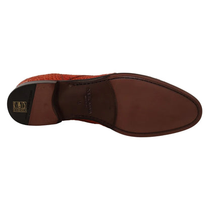 Exotic Orange Dolce Gabbana Croc Leather Sole Dress Formal Shoes &