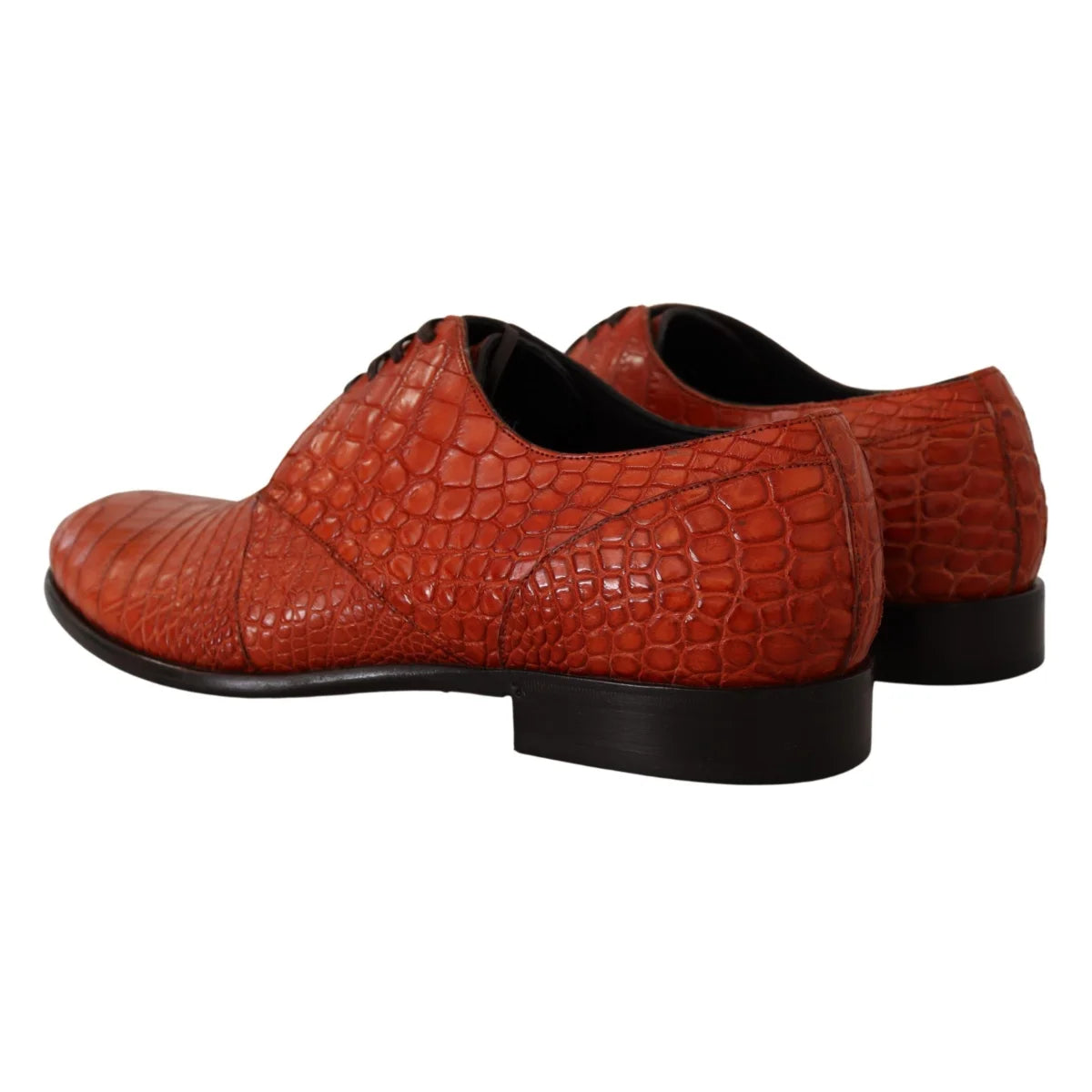 Exotic Orange Dolce Gabbana Croc Leather Sole Dress Formal Shoes &