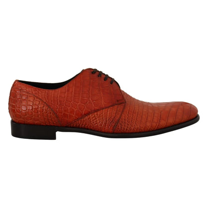 Exotic Orange Dolce Gabbana Croc Leather Sole Dress Formal Shoes &