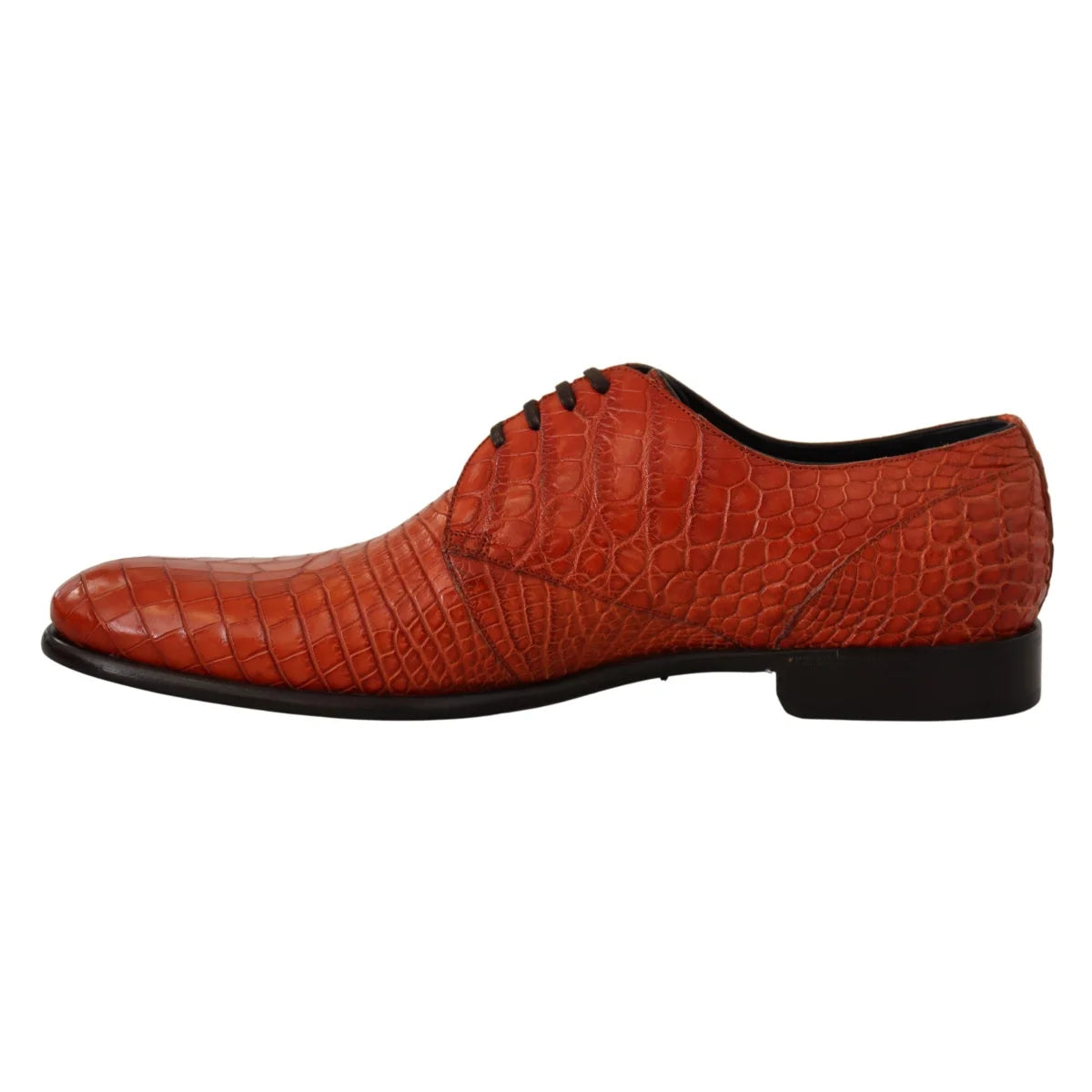 Exotic Orange Dolce Gabbana Croc Leather Sole Dress Formal Shoes &