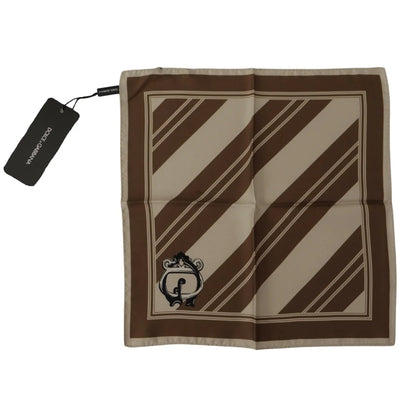 Exquisite Dolce Gabbana Silk Scarf Wrap in Elegant Brown Stripes &