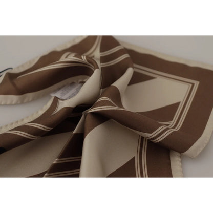 Exquisite Dolce Gabbana Silk Scarf Wrap in Elegant Brown Stripes &