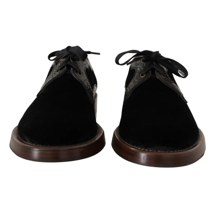 Exquisite Dolce & Gabbana Velvet Caiman Exotic Dress Shoes