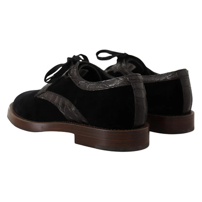 Exquisite Dolce & Gabbana Velvet Caiman Exotic Dress Shoes