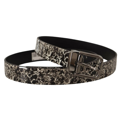 Eye Catching Dolce Gabbana Marble Print Leather Dress Belt &
