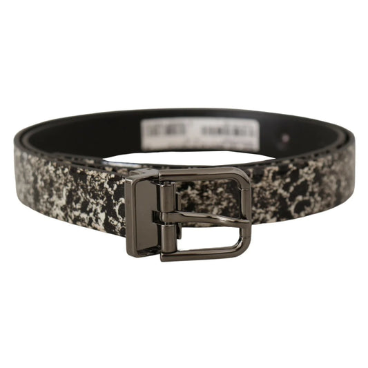 Eye Catching Dolce Gabbana Marble Print Leather Dress Belt &