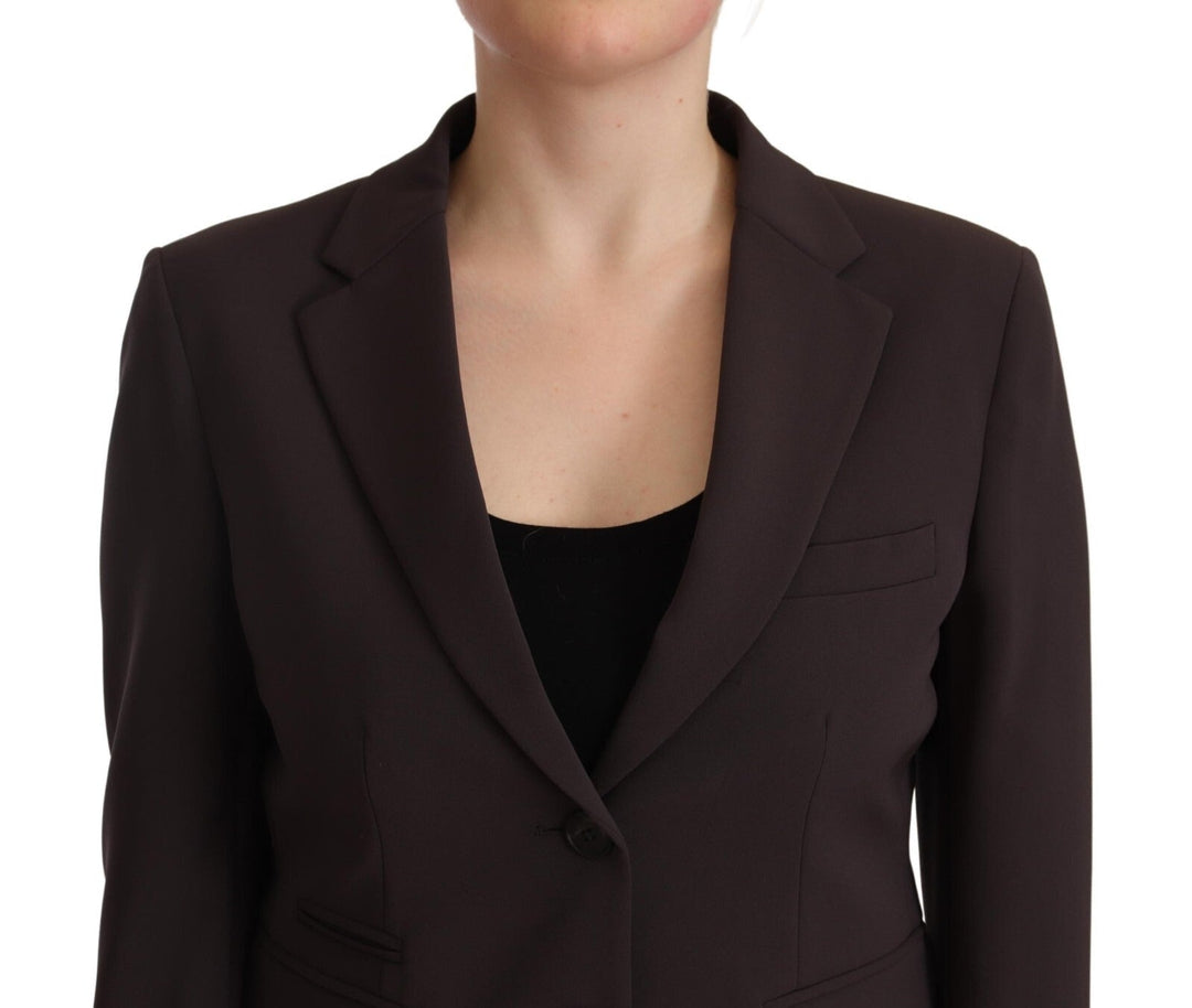 F.IT Coats &amp; Jackets - Brown Long Sleeve Single Breasted Women Jacket Blazer