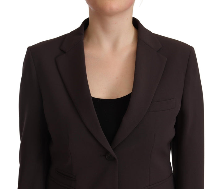F.IT Coats &amp; Jackets - Brown Long Sleeve Single Breasted Women Jacket Blazer