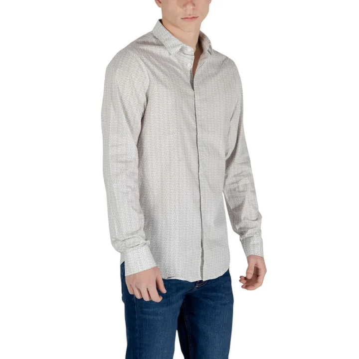 Armani Exchange Cream Cotton Pattern Shirt