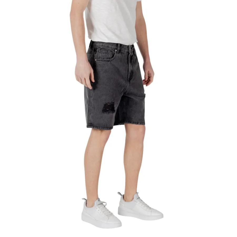 Gianni Lupo Black Cotton Bermuda Shorts