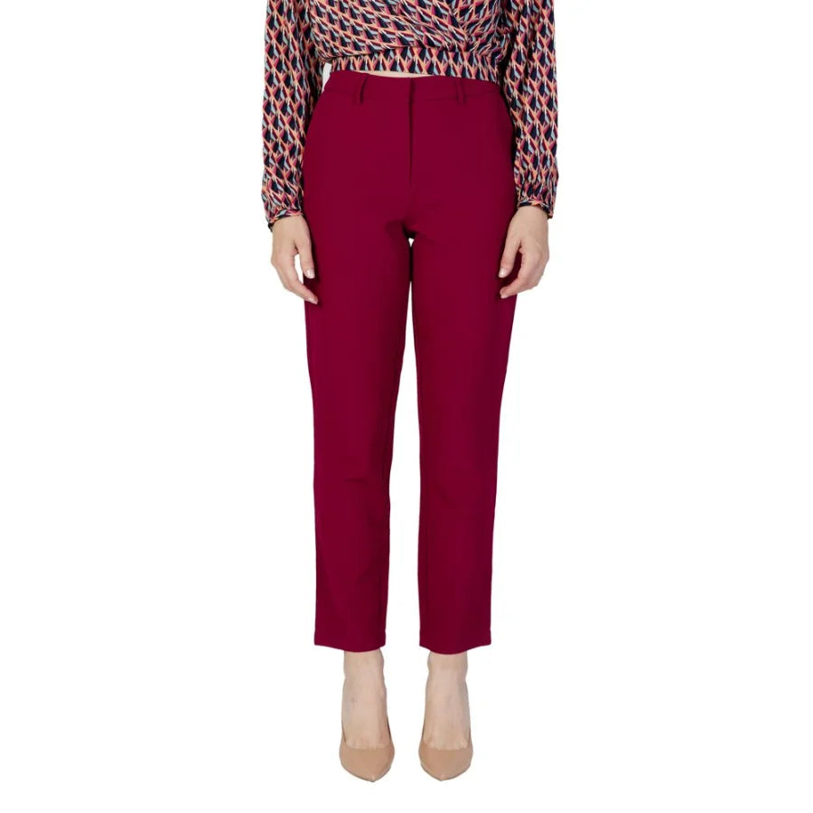 Vila Clothes Bordeaux Polyester Casual Pants
