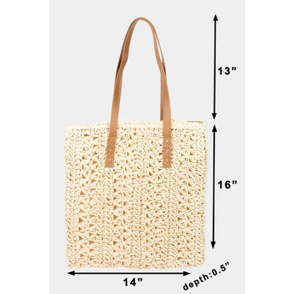 Summer Ready: Straw Braided Tote Bag Bags Shopping bags Trendsi