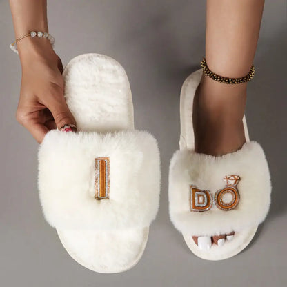 Indulge in Elegance with Luxurious Faux Fur Open Toe Slippers Shoes Sneakers Trendsi