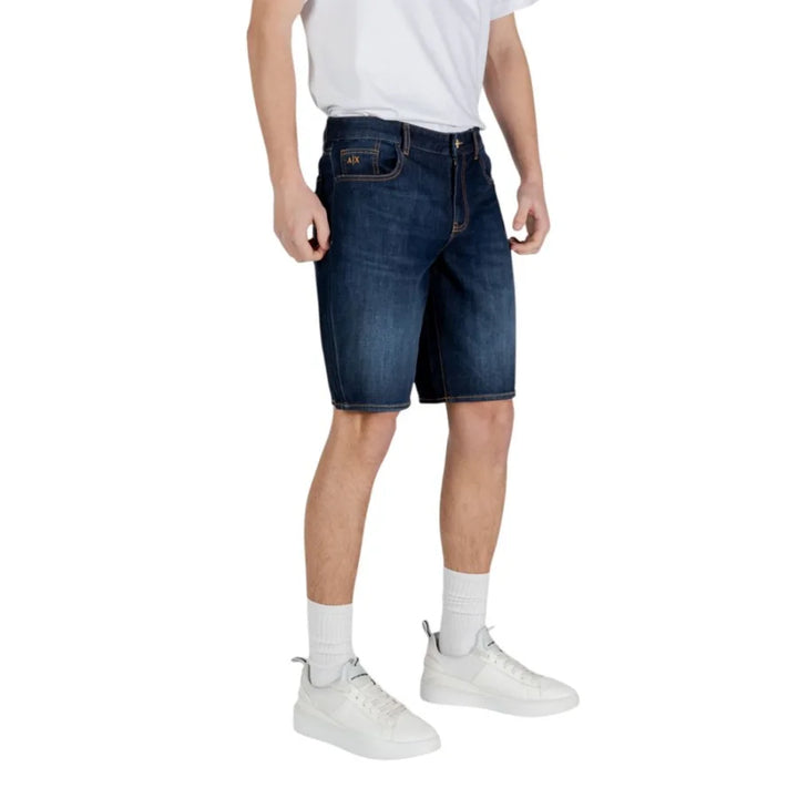 Armani Exchange Blue Cotton Bermuda Shorts