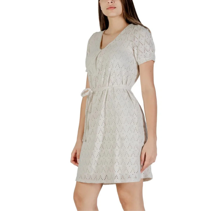 Vila Clothes Beige Recycled Polyester Short Dress