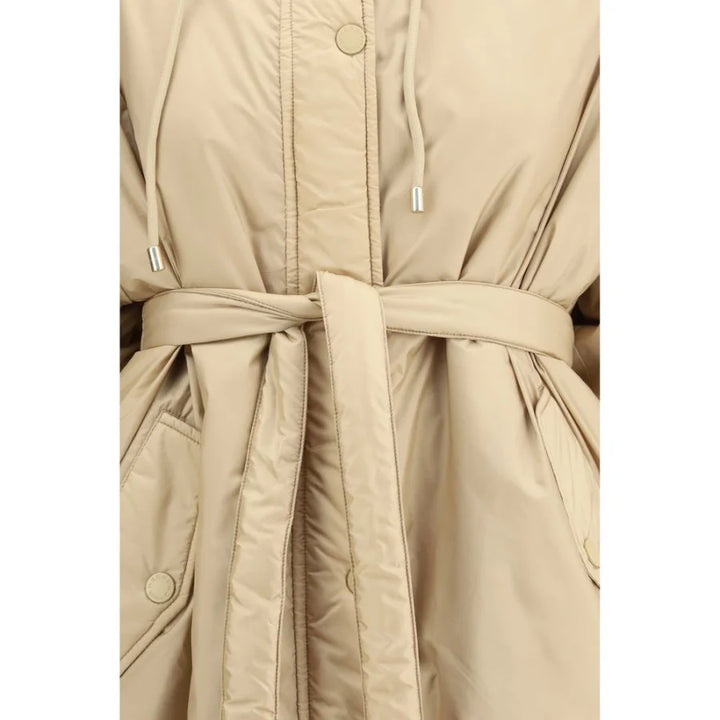 Max Mara Beige Polyester Full-Length Jacket