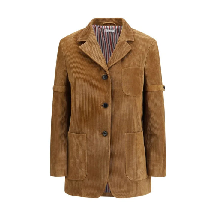 Thom Browne Beige Calf Leather Bos Taurus Coat