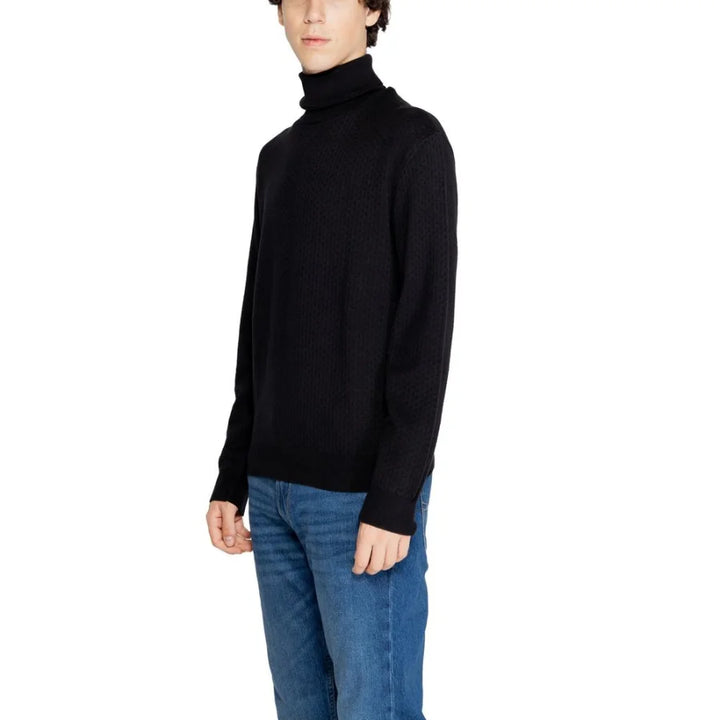 Armani Exchange Black Cotton Turtleneck