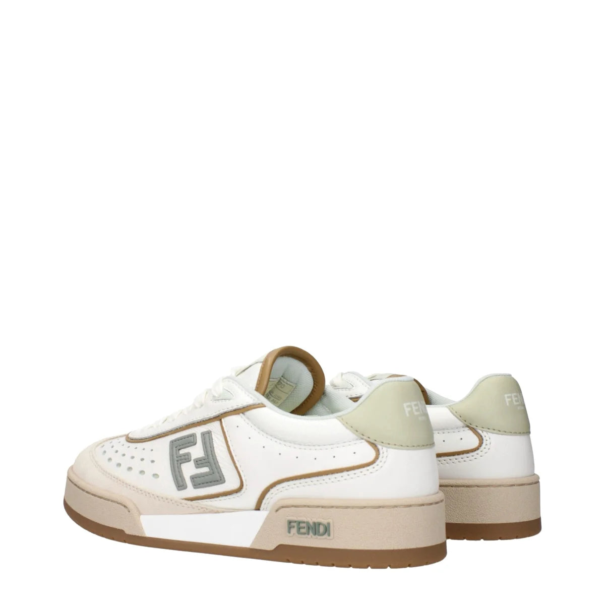 Fendi 8E8670ASB2F1RUX White Leather Sneakers with Iconic Logos