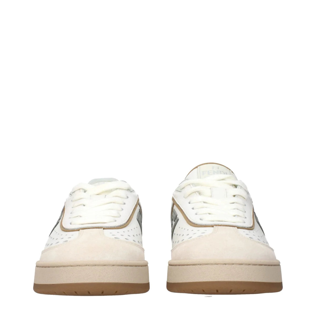 Fendi 8E8670ASB2F1RUX White Leather Sneakers with Iconic Logos
