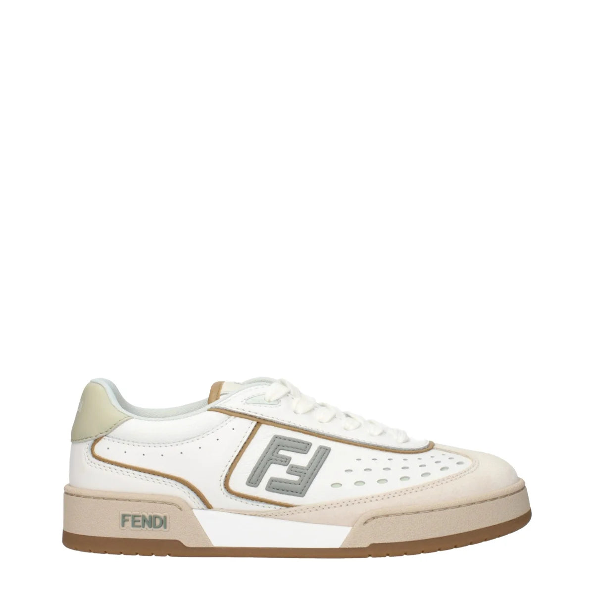 Fendi 8E8670ASB2F1RUX White Leather Sneakers with Iconic Logos