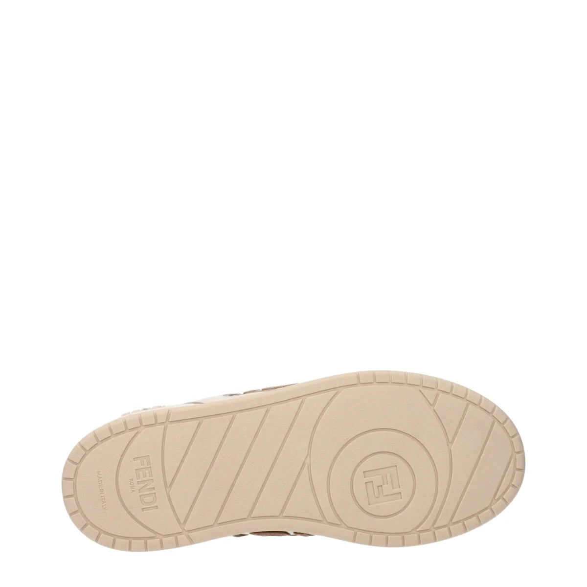 Fendi Beige Leather Sneakers Luxury Clothing with Iconic Logo Detailing