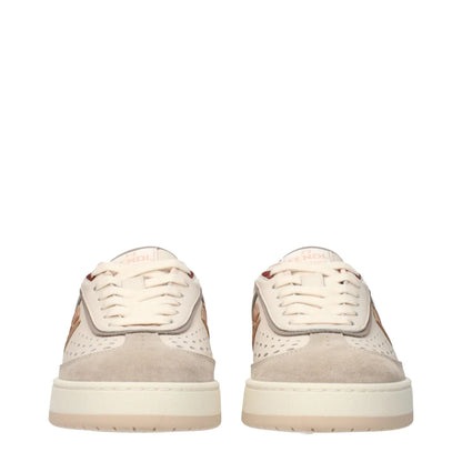 Fendi Beige Leather Sneakers Luxury Clothing with Iconic Logo Detailing