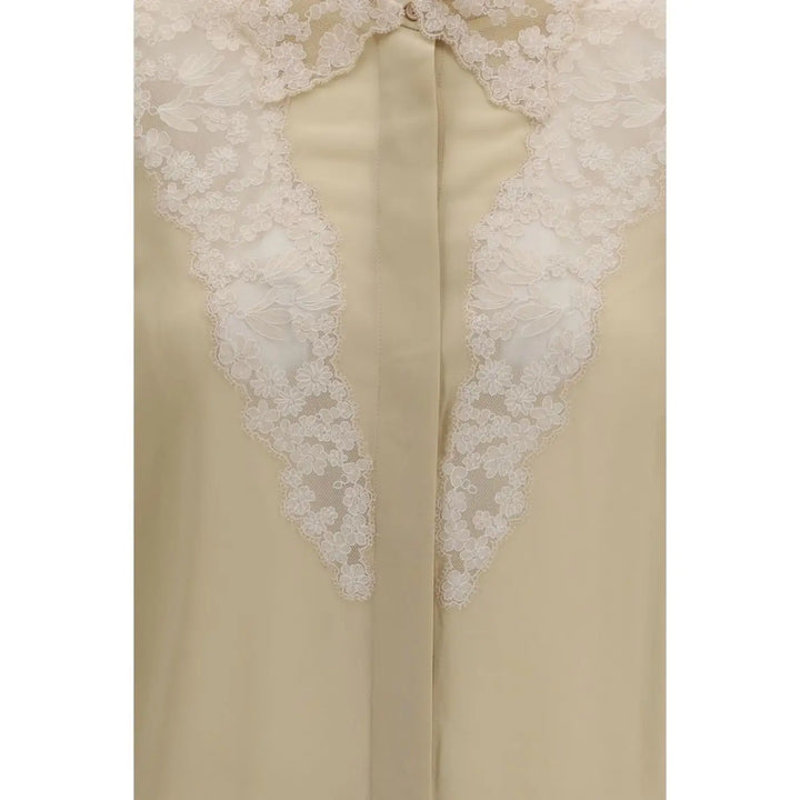 Fendi Beige Silk Dress Shirt