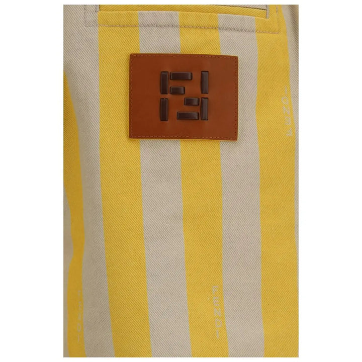 Fendi Bicolor Cotton Bermuda Shorts