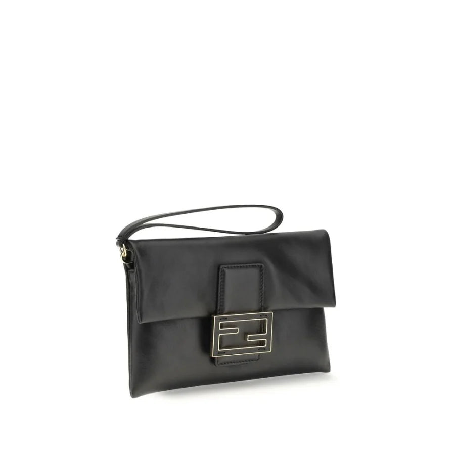 Fendi Black Calf Leather Bos Taurus Clutch Bag