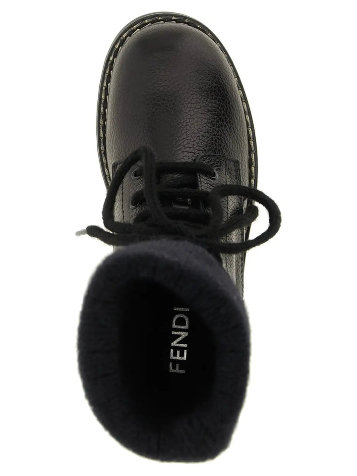 Fendi Black Calfskin Lace-up Boots
