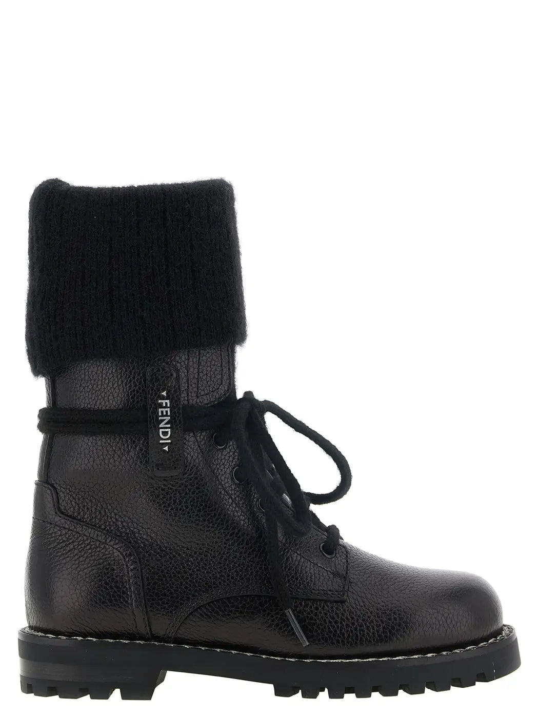 Fendi Black Calfskin Lace-up Boots