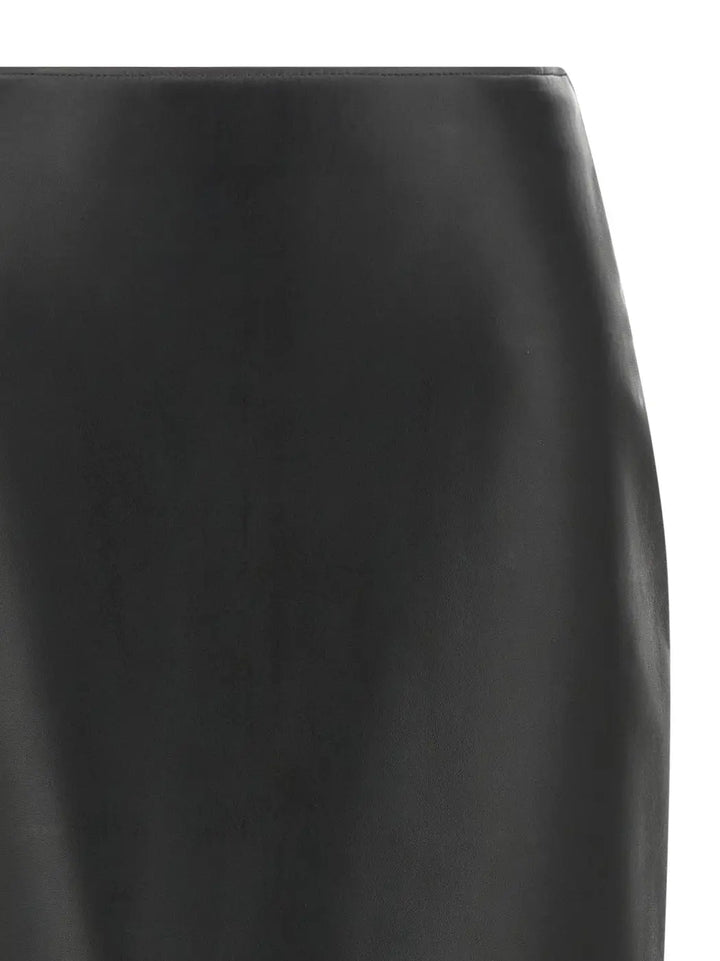 Fendi Black Lamb Leather Midi Skirt