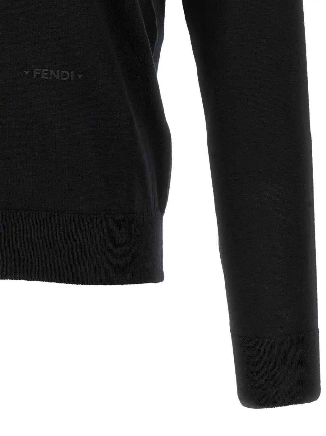 Fendi Black Virgin Wool Polo Shirt