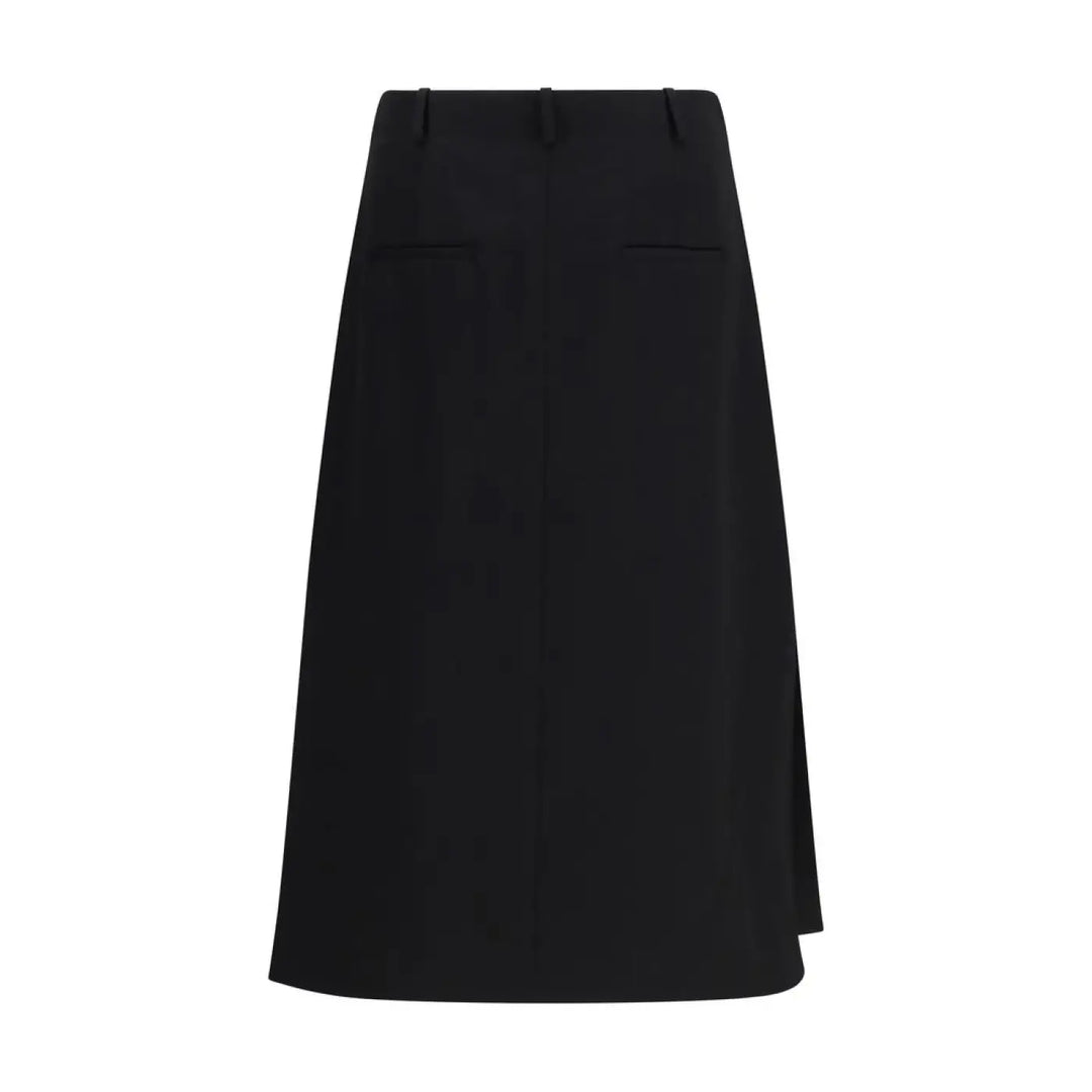 Fendi Black Wool Oves Aries Midi Skirt