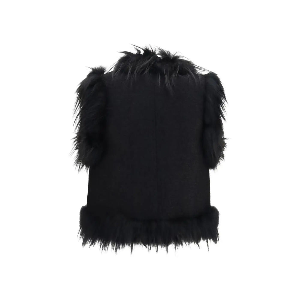 Fendi Black Wool Oves Aries Sleeveless Jacket