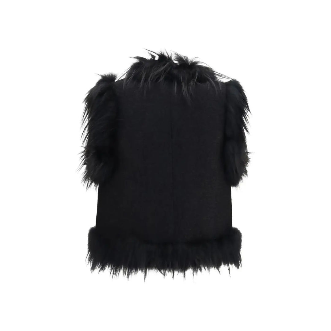 Fendi Black Wool Oves Aries Sleeveless Jacket
