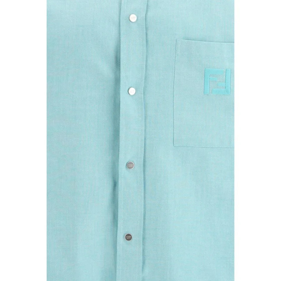 Fendi Blue Cotton Dress Shirt