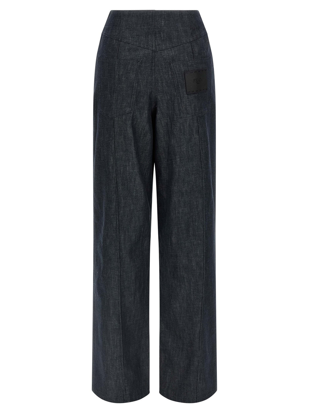 Fendi Blue Cotton High-waisted Jean