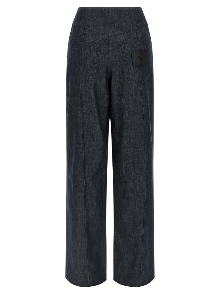 Fendi Blue Cotton High-waisted Jean