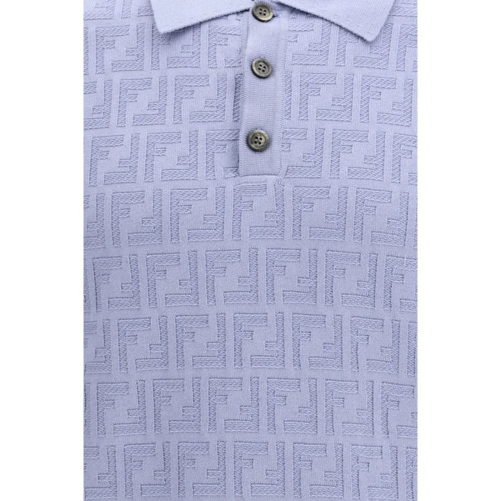Fendi Blue Cotton Polo Shirt