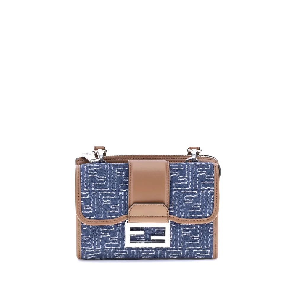 Fendi Blue Cotton Shoulder Bag