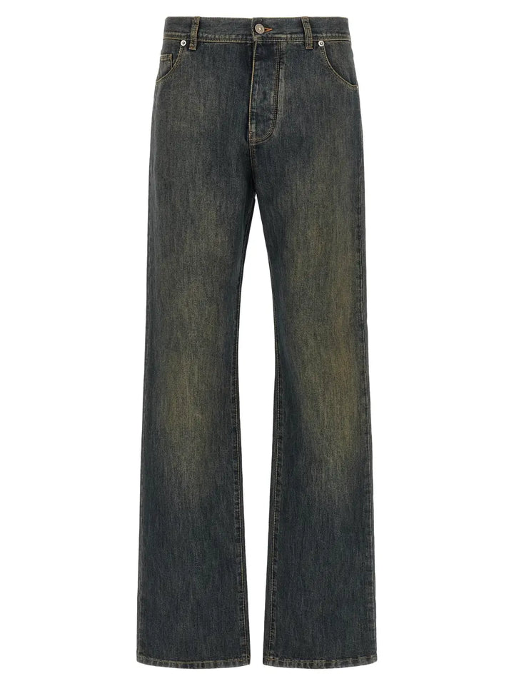 Fendi Blue Cotton Straight-leg Jeans