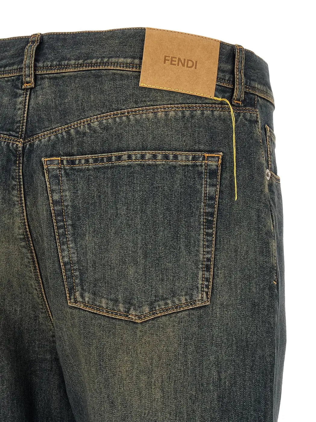 Fendi Blue Cotton Straight-leg Jeans