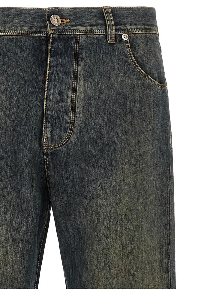 Fendi Blue Cotton Straight-leg Jeans