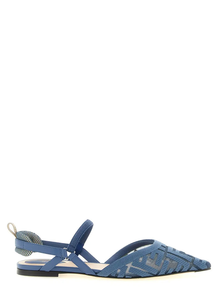 Fendi Blue Polyamide Ballet Flats