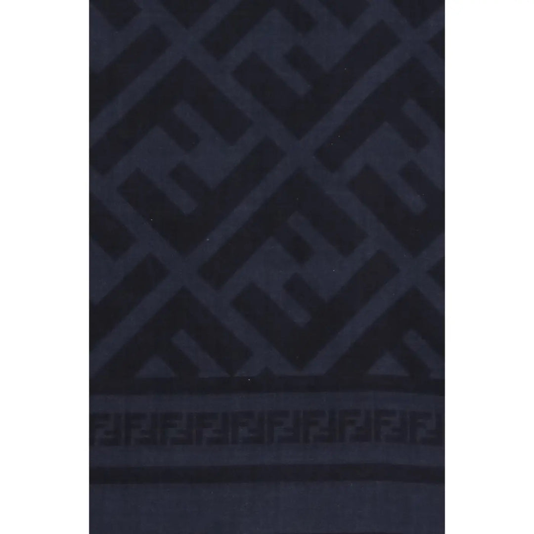 Fendi Blue Wool Oves Aries Scarf