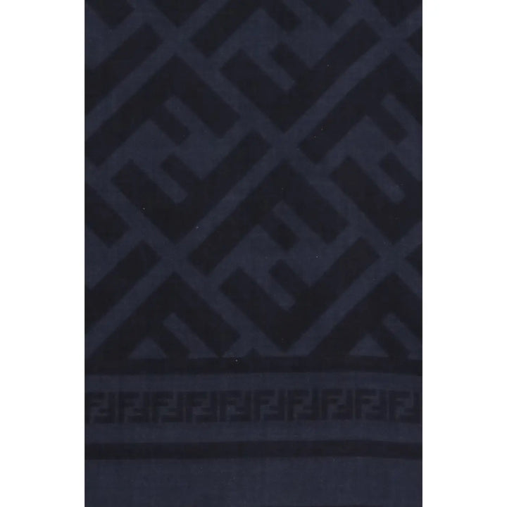 Fendi Blue Wool Oves Aries Scarf
