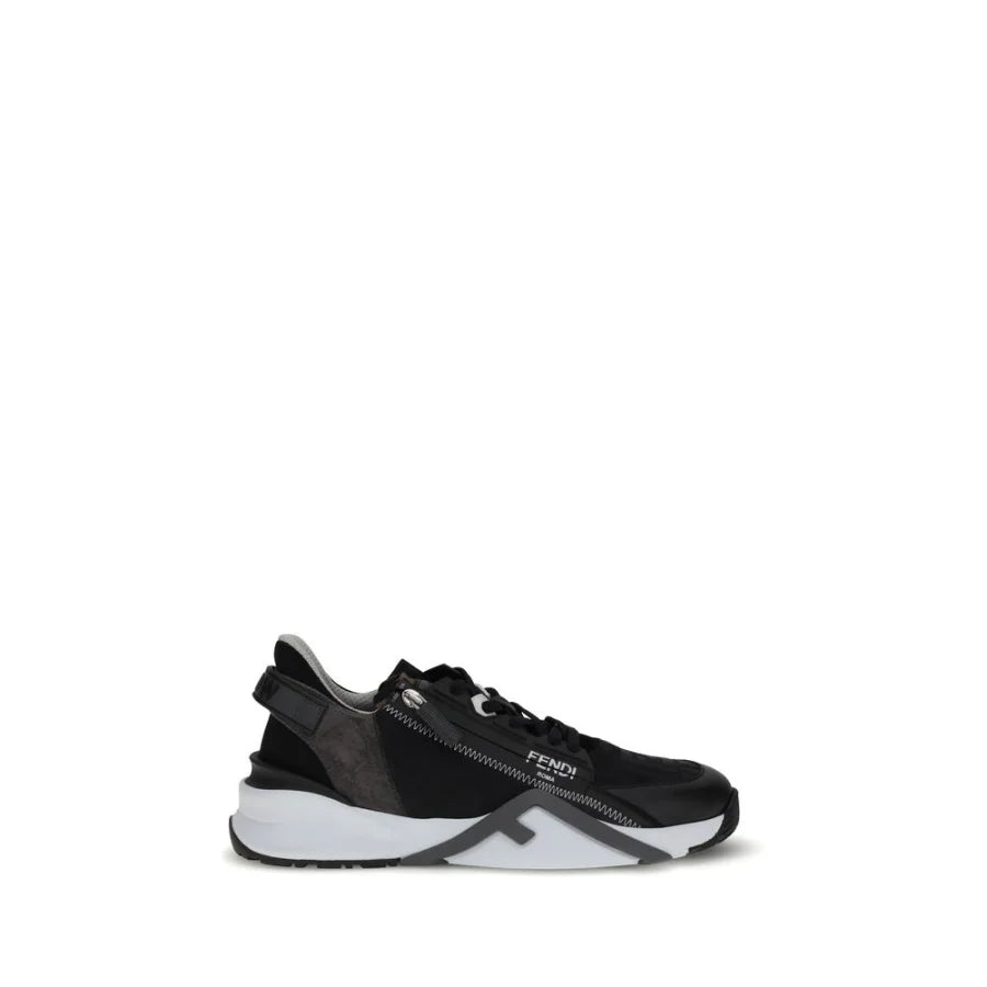Fendi Gray Calf Leather Bos Taurus Athletic Sneakers